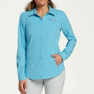 Field & Stream women's XL deep runner stretch vented heathered blue